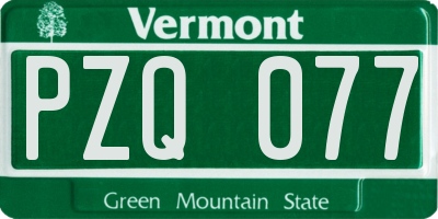VT license plate PZQ077