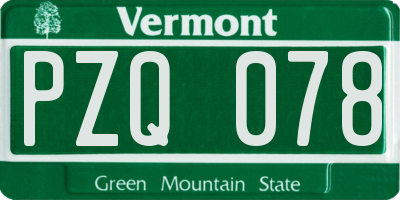VT license plate PZQ078