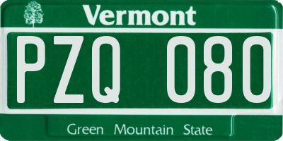 VT license plate PZQ080