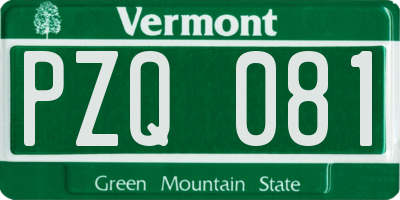 VT license plate PZQ081