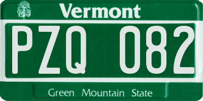 VT license plate PZQ082