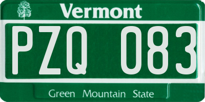 VT license plate PZQ083