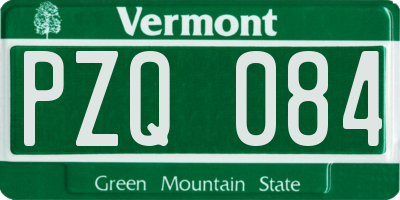 VT license plate PZQ084