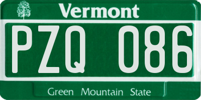 VT license plate PZQ086