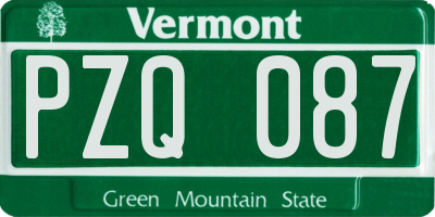 VT license plate PZQ087