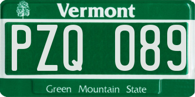 VT license plate PZQ089