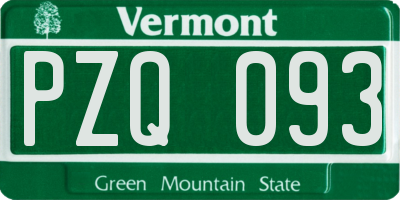 VT license plate PZQ093