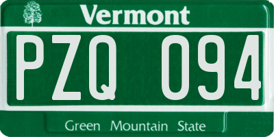 VT license plate PZQ094