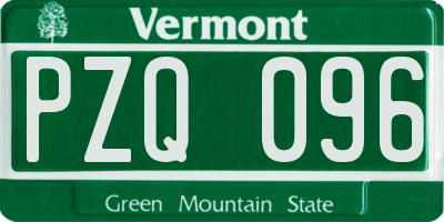VT license plate PZQ096