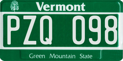 VT license plate PZQ098