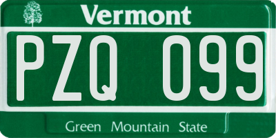 VT license plate PZQ099
