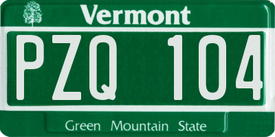 VT license plate PZQ104