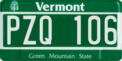 VT license plate PZQ106