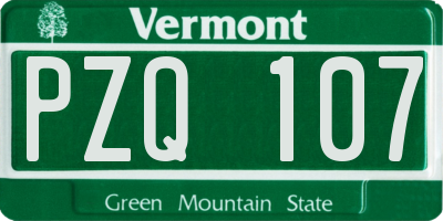 VT license plate PZQ107
