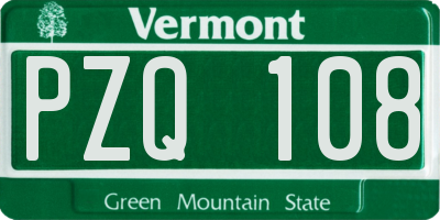 VT license plate PZQ108