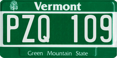 VT license plate PZQ109