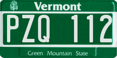 VT license plate PZQ112