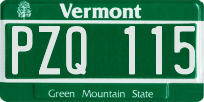 VT license plate PZQ115