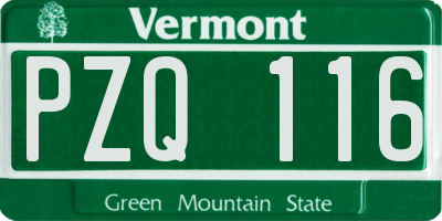 VT license plate PZQ116