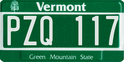 VT license plate PZQ117
