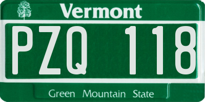 VT license plate PZQ118