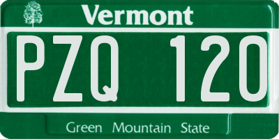 VT license plate PZQ120