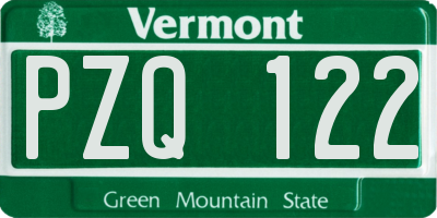 VT license plate PZQ122