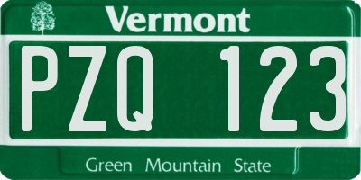 VT license plate PZQ123