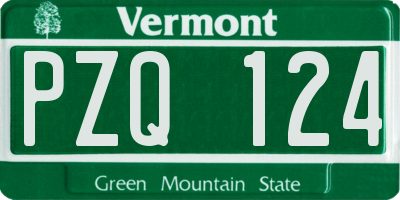 VT license plate PZQ124