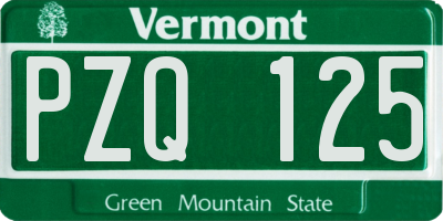 VT license plate PZQ125