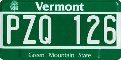 VT license plate PZQ126