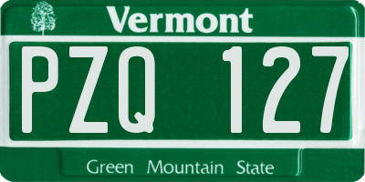 VT license plate PZQ127