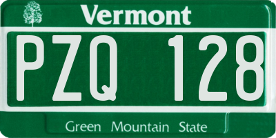 VT license plate PZQ128