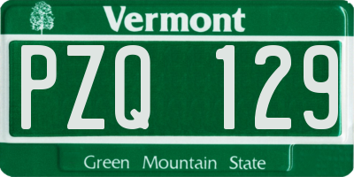 VT license plate PZQ129