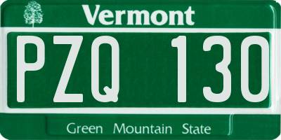 VT license plate PZQ130