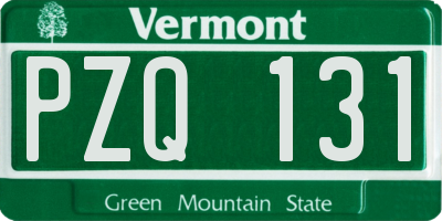 VT license plate PZQ131