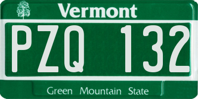 VT license plate PZQ132