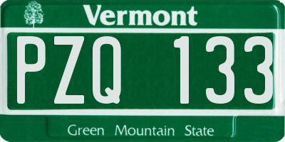 VT license plate PZQ133