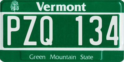 VT license plate PZQ134