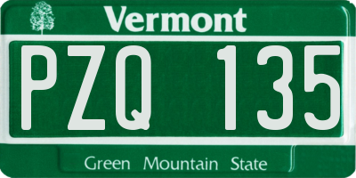 VT license plate PZQ135