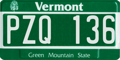 VT license plate PZQ136