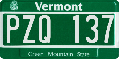 VT license plate PZQ137