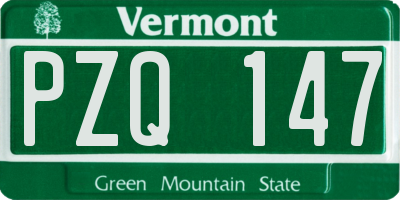 VT license plate PZQ147