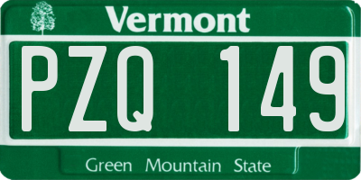 VT license plate PZQ149