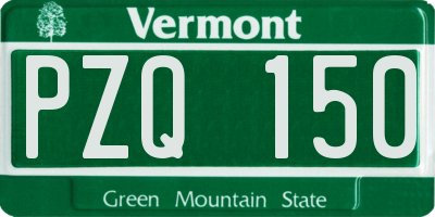 VT license plate PZQ150