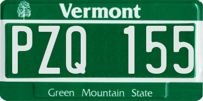 VT license plate PZQ155