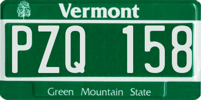 VT license plate PZQ158