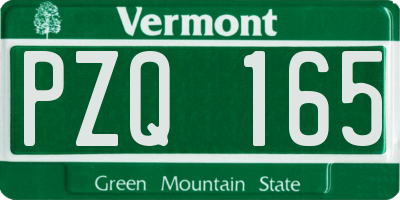 VT license plate PZQ165