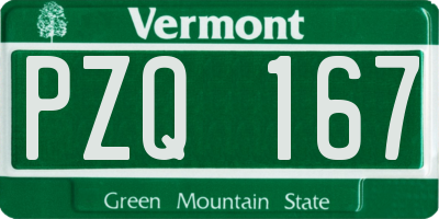 VT license plate PZQ167