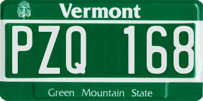 VT license plate PZQ168